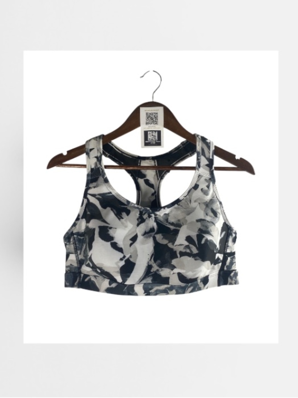 AVIA Black & White Abstract Sports Bra / 2X